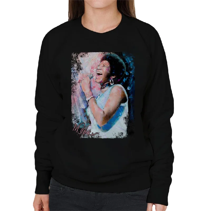 Sidney Maurer Original Portrait Of Aretha Franklin Singing Women's Sweatshirt Hoodie with Half-Zip Sporty Casual Sidney Maurer Original Portrait Of Aretha Franklin Singing Women's Sweatshirt Hoodie with Half-Zip Sporty Casual