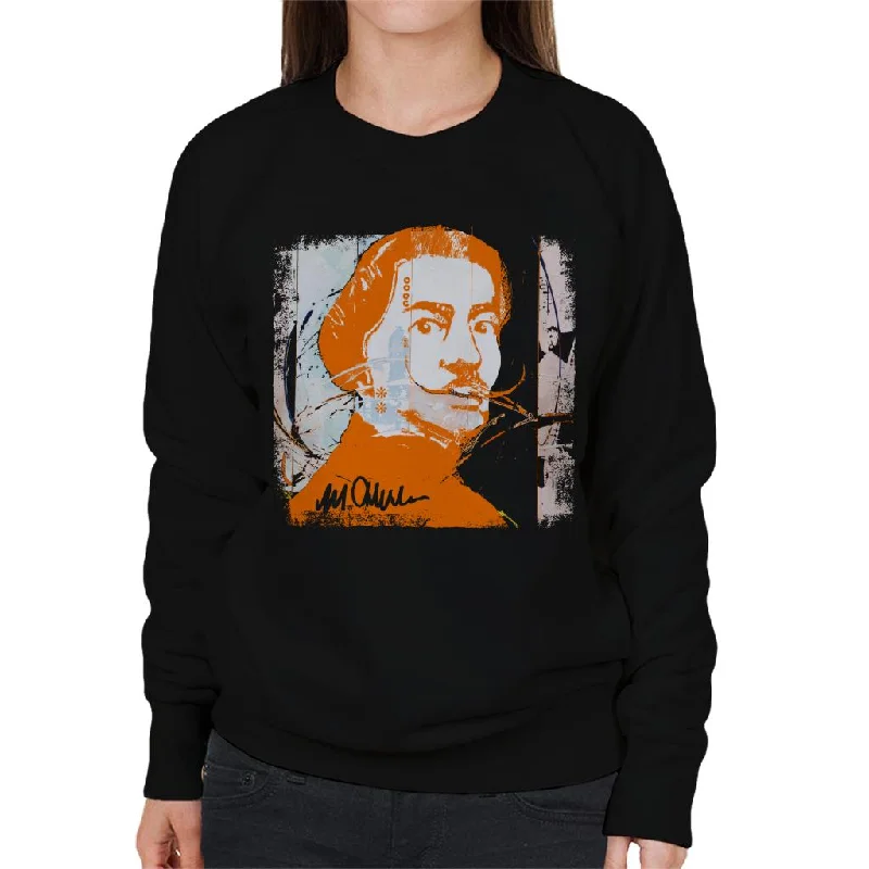Sidney Maurer Original Portrait Of Artist Salvador Dali Women's Sweatshirt Hoodie with Rhinestones Sparkly Elegant Sidney Maurer Original Portrait Of Artist Salvador Dali Women's Sweatshirt Hoodie with Rhinestones Sparkly Elegant
