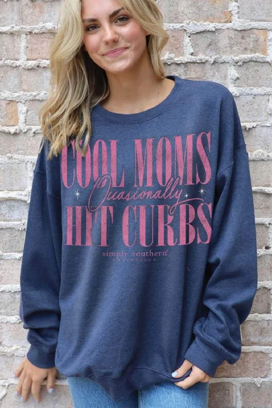 Simply Southern Cool Moms Hit Curbs Sweatshirt for Women in Slate | CREW-MOM-SLATE Hoodie with Hem Detail Decorative Unique Simply Southern Cool Moms Hit Curbs Sweatshirt for Women in Slate | CREW-MOM-SLATE Hoodie with Hem Detail Decorative Unique