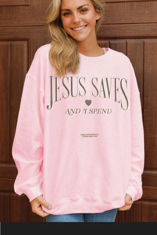 Simply Southern Jesus Saves and I Spend Sweatshirt for Women in Tutu | CREW-JESUS-TUTU Hoodie with Exposed Zipper Edgy Industrial Simply Southern Jesus Saves and I Spend Sweatshirt for Women in Tutu | CREW-JESUS-TUTU Hoodie with Exposed Zipper Edgy Industrial