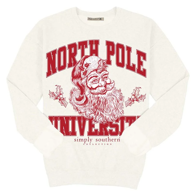 North Pole Crewneck Sweatshirt Hoodie with Tied Waist Feminine Flattering