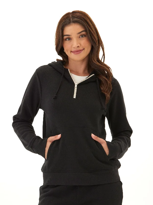 Sinead 1/4 Zip Triblend Fleece Hoodie Hoodie with Hem Raw Edge Edgy Unfinished