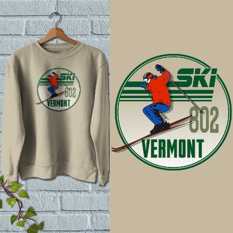 Ski Vermont 802 VT Retro Sweatshirt Adult Unisex S-XXL Hoodie with Ribbed Hem Stretchable Secure Ski Vermont 802 VT Retro Sweatshirt Adult Unisex S-XXL Hoodie with Ribbed Hem Stretchable Secure