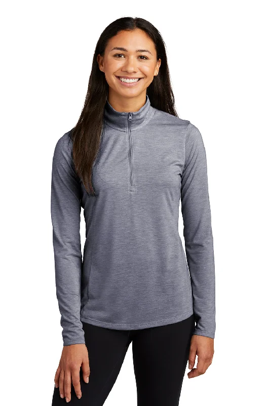 Sport-Tek Womens Moisture Wicking 1/4 Zip Sweatshirt - Heather True Navy Blue Hoodie with Print Artistic Unique
