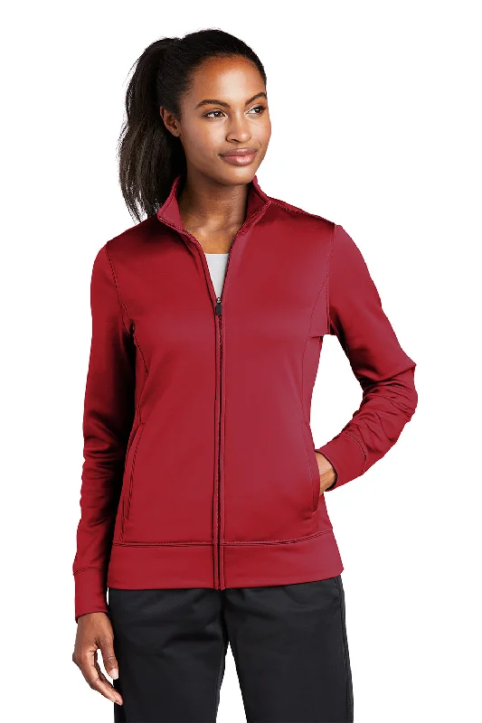 Sport-Tek Womens Sport-Wick Moisture Wicking Fleece Full Zip Sweatshirt w/ Pockets - Deep Red Hoodie with Elastic Cuffs Stretchable Comfortable Sport-Tek Womens Sport-Wick Moisture Wicking Fleece Full Zip Sweatshirt w/ Pockets - Deep Red Hoodie with Elastic Cuffs Stretchable Comfortable