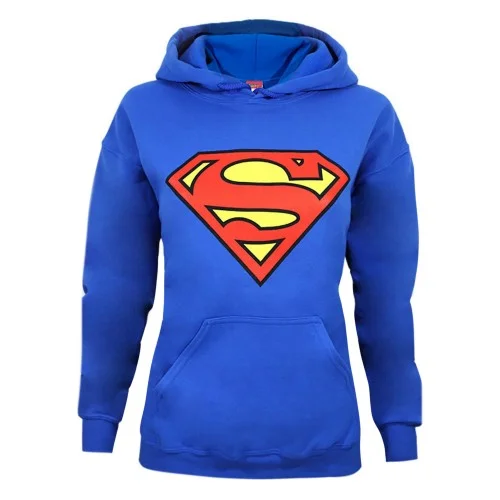 Superman Womens/Ladies Shield Logo Hoodie Hoodie with Contrast Stitching Detailed Premium Superman Womens/Ladies Shield Logo Hoodie Hoodie with Contrast Stitching Detailed Premium