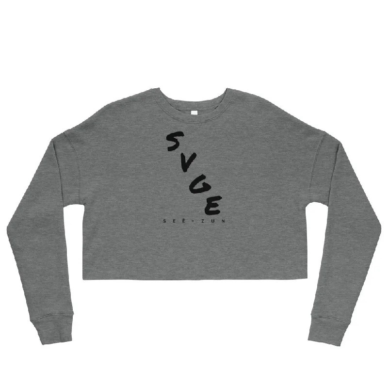 SVGE Collection Heather Crop Sweatshirt Hoodie with Logo Branding Identity