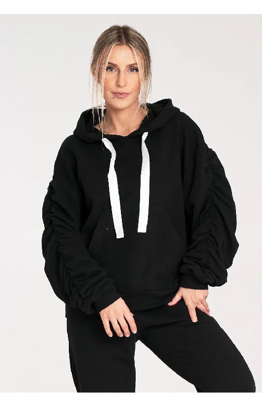 Sweatshirt Figl Hoodie with Ribbed Neckline Snug Warm