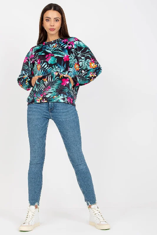Sweatshirt Rue Paris Hoodie with Applique Textured Unique