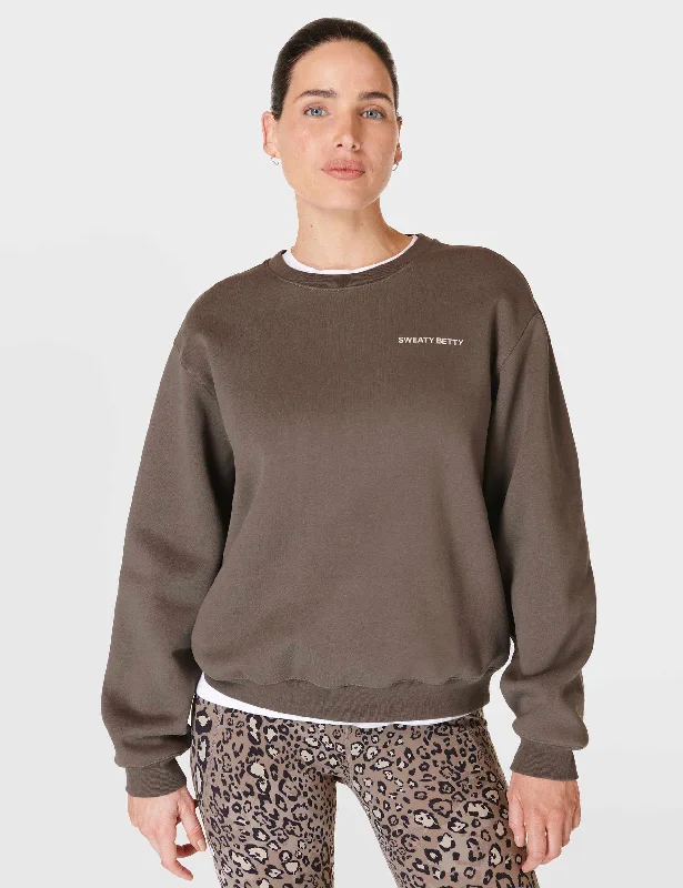 Powerhouse Sweatshirt - Dark Timber Brown Hoodie with Tie-Dye Psychedelic Retro