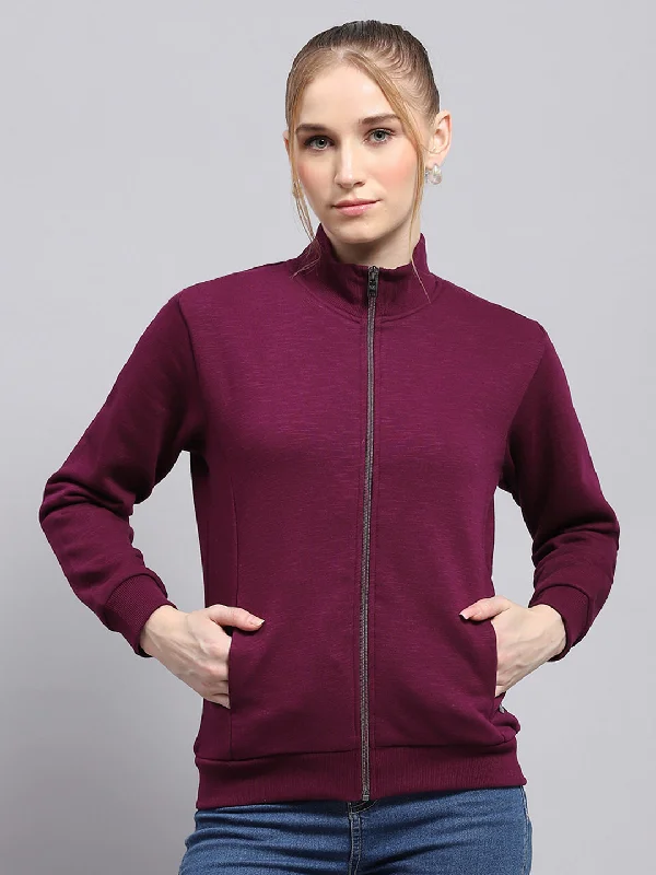 Women Burgundy Solid Mock Neck Full Sleeve Sweatshirt Oversized Hoodie Comfort Casual Women Burgundy Solid Mock Neck Full Sleeve Sweatshirt Oversized Hoodie Comfort Casual