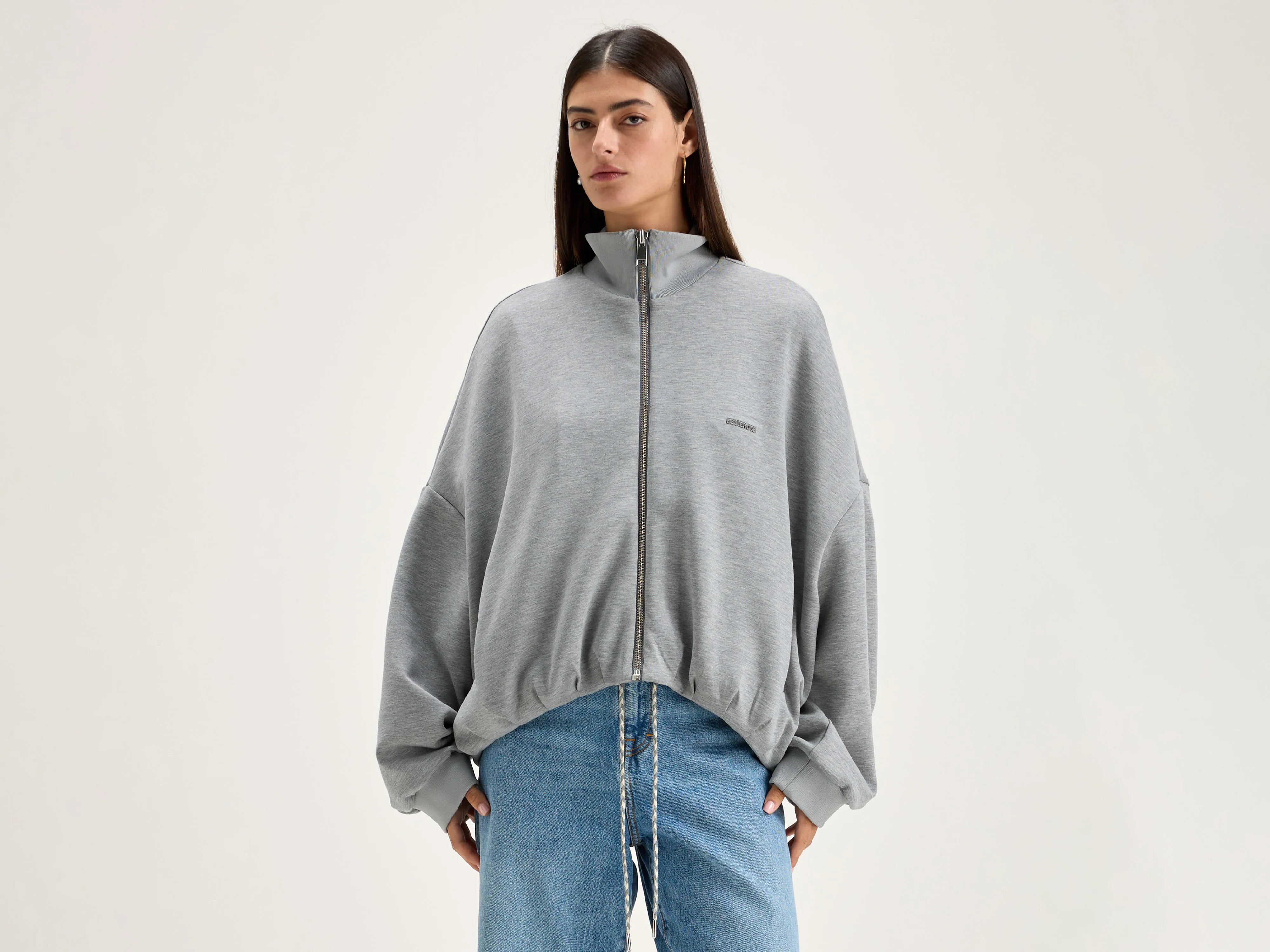 Tallis zip-up sweatshirt (242 / W / H. GREY) Hoodie with Stripes Bold Sporty