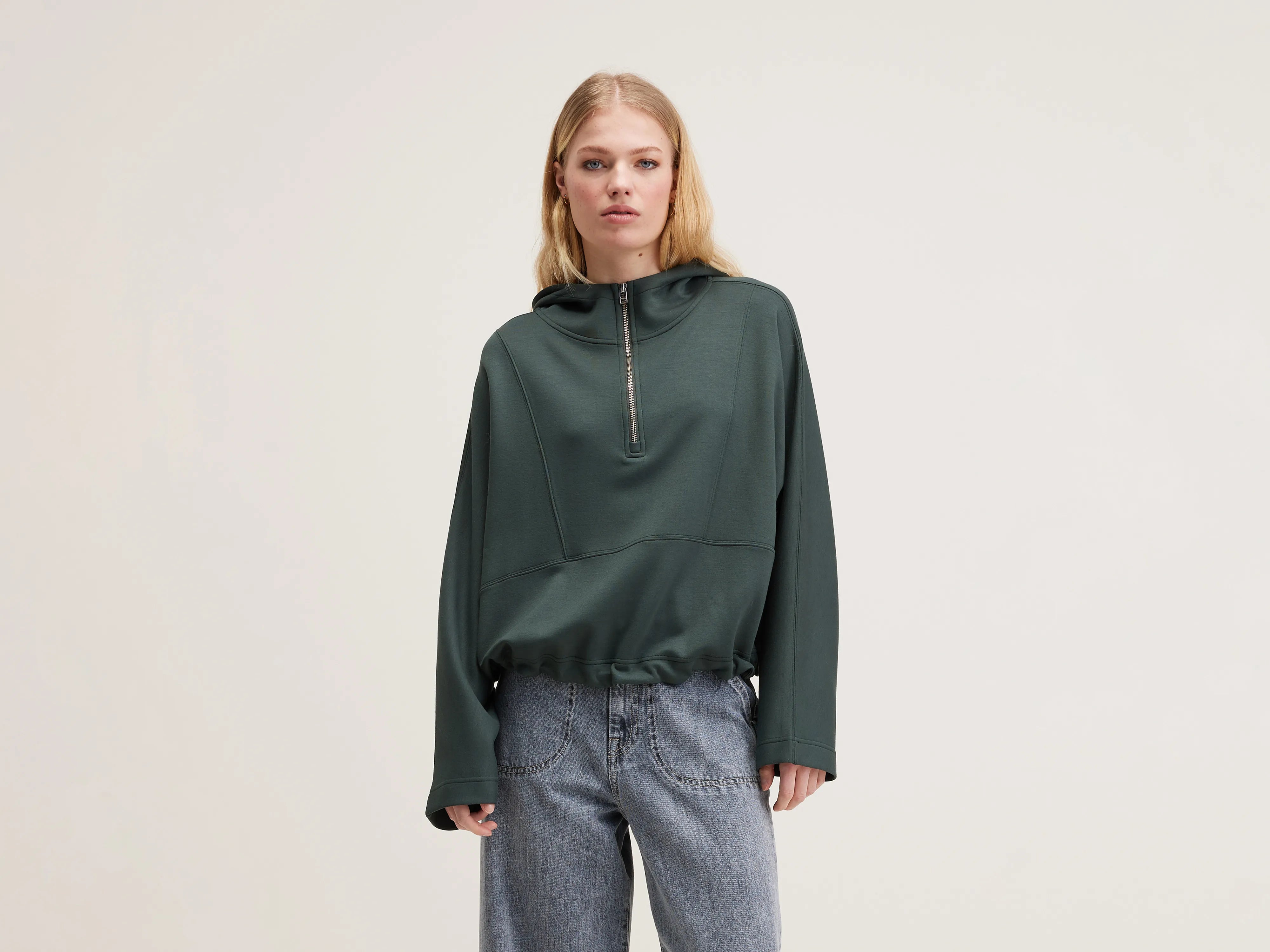 Tates wide-sleeve hoodie (242 / W / HUNTER) Hoodie with Longline Fit Extended Stylish Tates wide-sleeve hoodie (242 / W / HUNTER) Hoodie with Longline Fit Extended Stylish