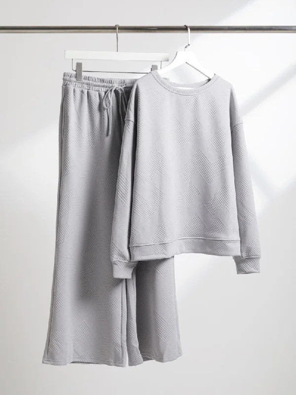 Women's Casual Textured Solid Color Loose Thick Long Sleeved Sweatshirt and Pants Two-piece Outfit Set Hoodie with Tied Waist Feminine Flattering Women's Casual Textured Solid Color Loose Thick Long Sleeved Sweatshirt and Pants Two-piece Outfit Set Hoodie with Tied Waist Feminine Flattering