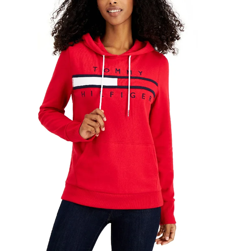 Women's Long Sleeve Front Pocket Logo Sweatshirt Hoodie with Ribbed Cuffs Snug Fit Comfort Women's Long Sleeve Front Pocket Logo Sweatshirt Hoodie with Ribbed Cuffs Snug Fit Comfort